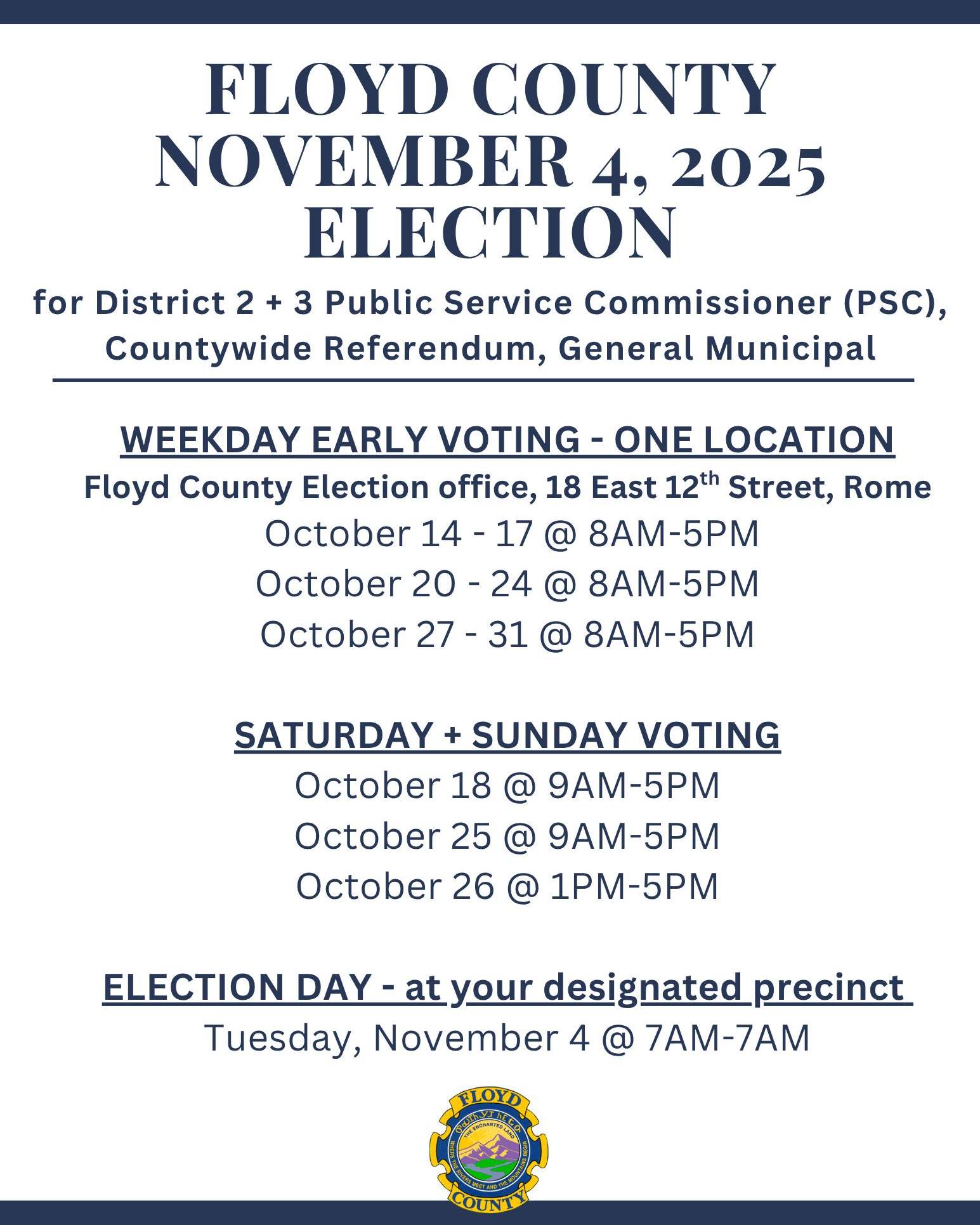 WEEKEND EARLY VOTING OFFERED IN NOVEMBER 4TH ELECTION FOR THOSE UNABLE TO CAST ADVANCE BALLOTS ON WEEKDAYS