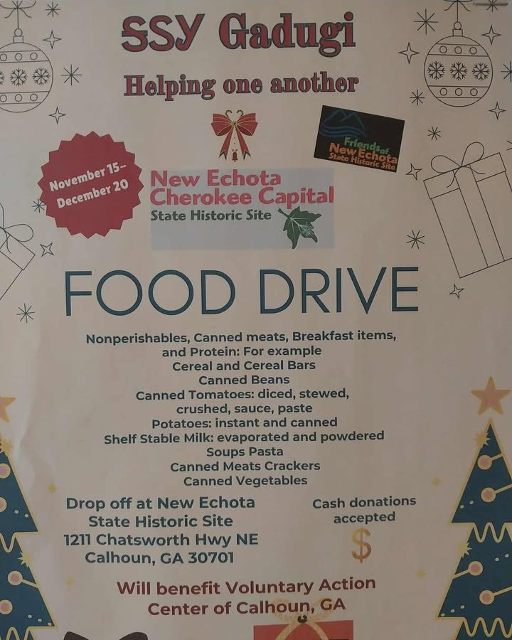 NEW ECHOTA – CHEROKEE CAPITOL HOSTING FOOD DRIVE THROUGH DECEMBER 20TH