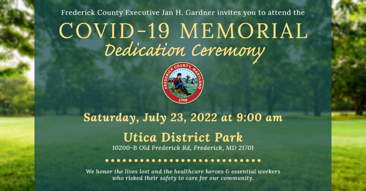 Frederick County COVID-19 Memorial Dedication Ceremony To Be Held On Saturday