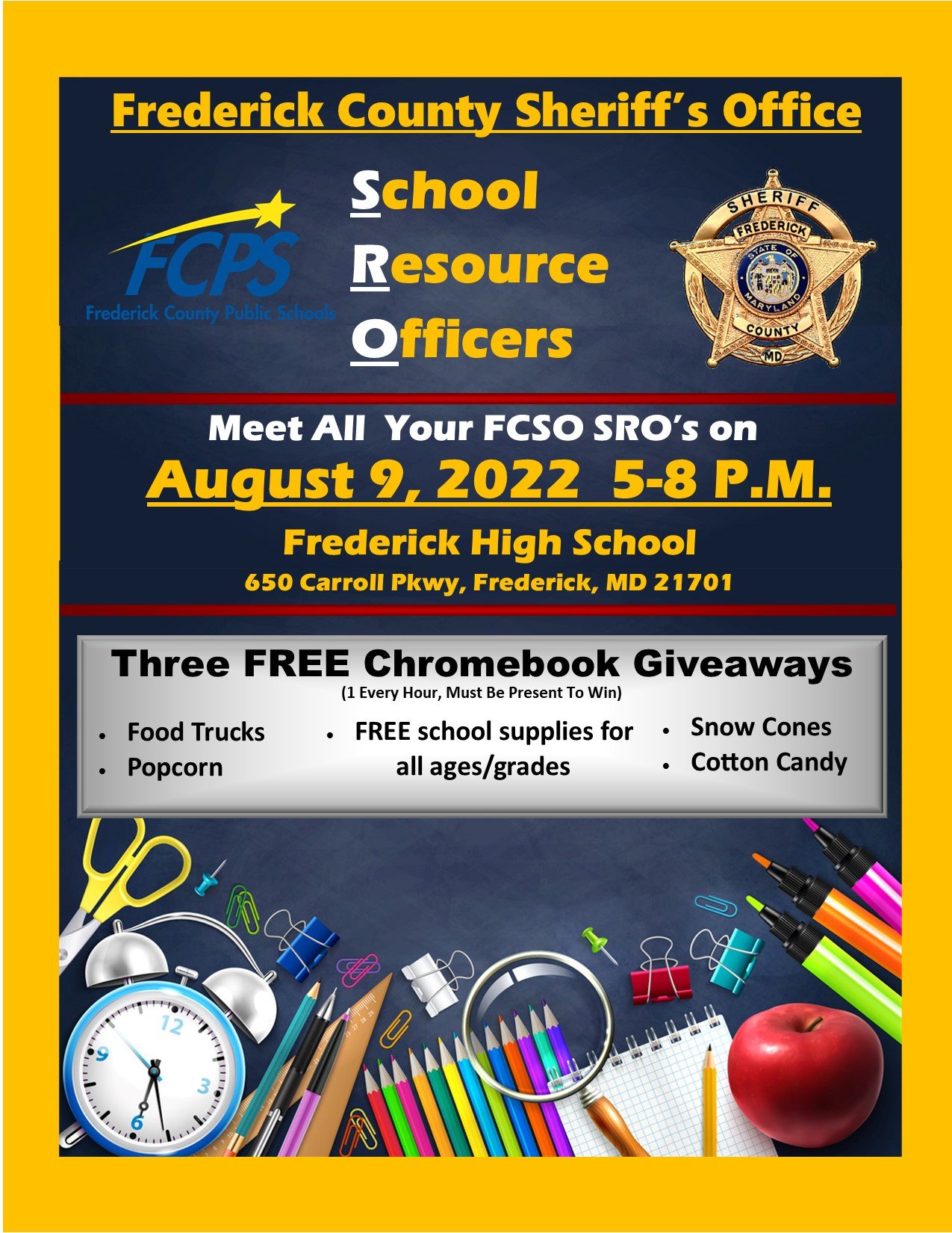 Back To School Event Featuring Frederick County SRO’s Taking Place Next Week