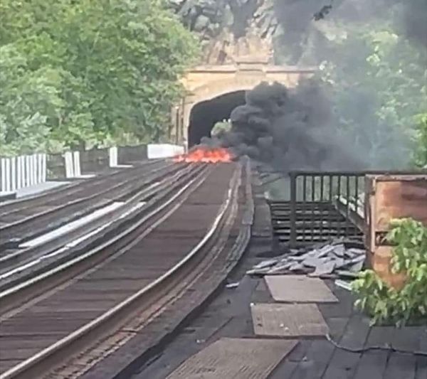 Railroad Bridge  Over Potomac River From Sandy Hook Rd. In Maryland Catches Fire