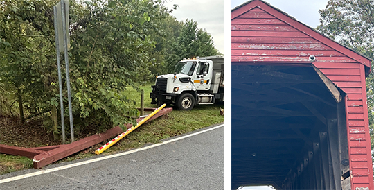 Loys Station Covered Bridge Closed Due To Damage From Over sized Vehicle Loys Station Covered Bridge Closed Due To Damage From Over sized Vehicle