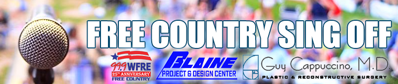 Free Country 99.9 WFRE, Dr. Cappuccino and Blaine Project and Design Center are looking for a local singer to sing the Star Spangled Banner at this years Party in the Park.  It\'s the Free Country Sing Off. The winner gets $250 Amazon gift card and VIP tickets to Party in the Park.