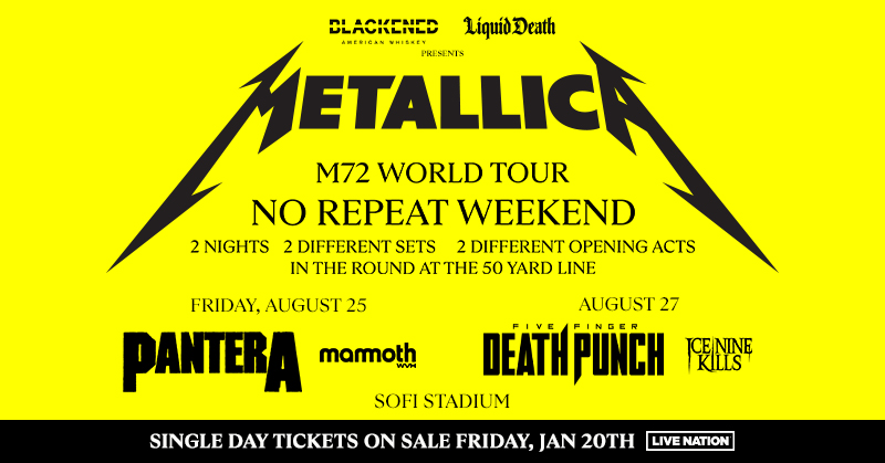 Single-Day Tickets Going On Sale for Metallica’s M72 Tour