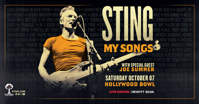 Sting Performing at The Hollywood Bowl this Fall