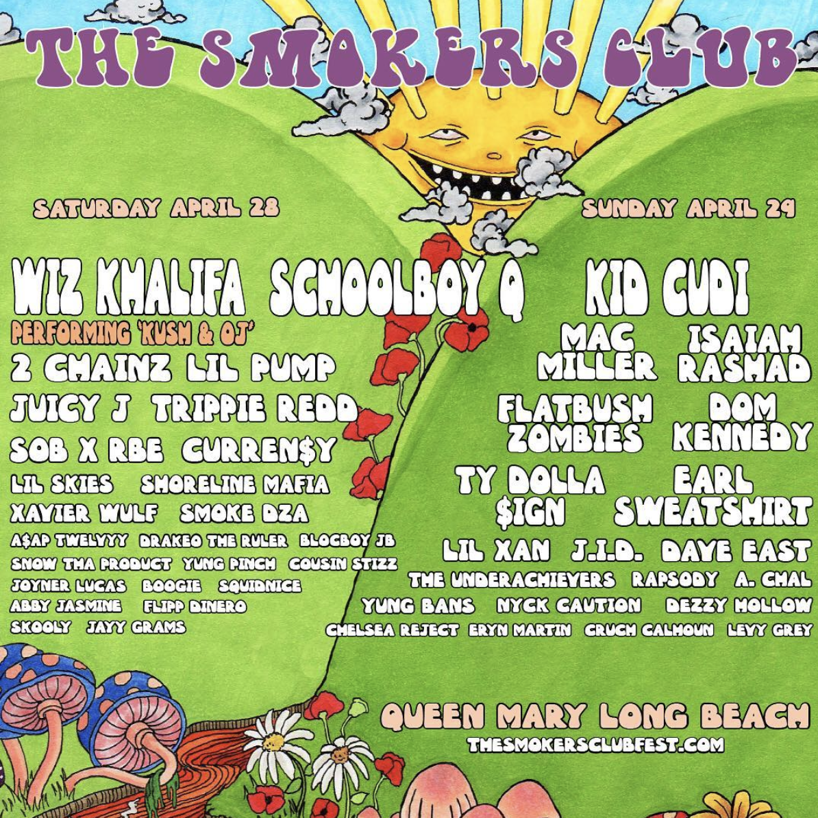 Wiz Khalifa, ScHoolboy Q, 2 Chainz, Kid Cudi & More To Headline The Smokers Club Festival!