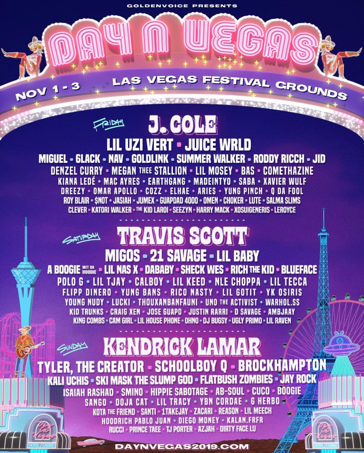 Day N Vegas Fest Lineup Includes J. Cole, Kendrick Lamar, Travis Scott, Migos + MORE
