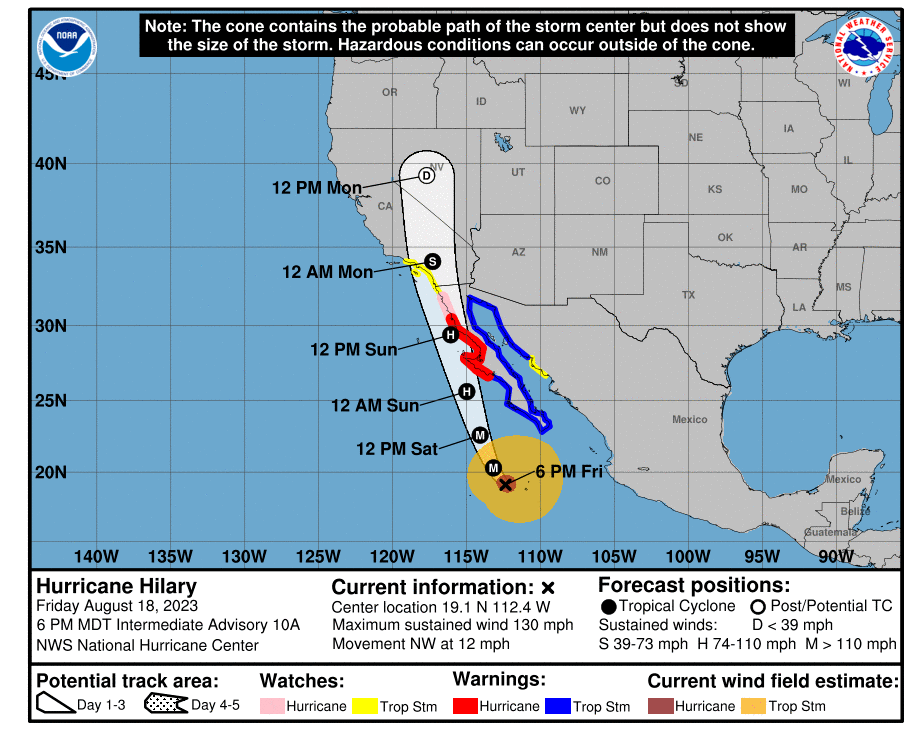 El huracán Hilary amenaza con golpear las costas del Pacifico, México y el Sur de California este fin de semana