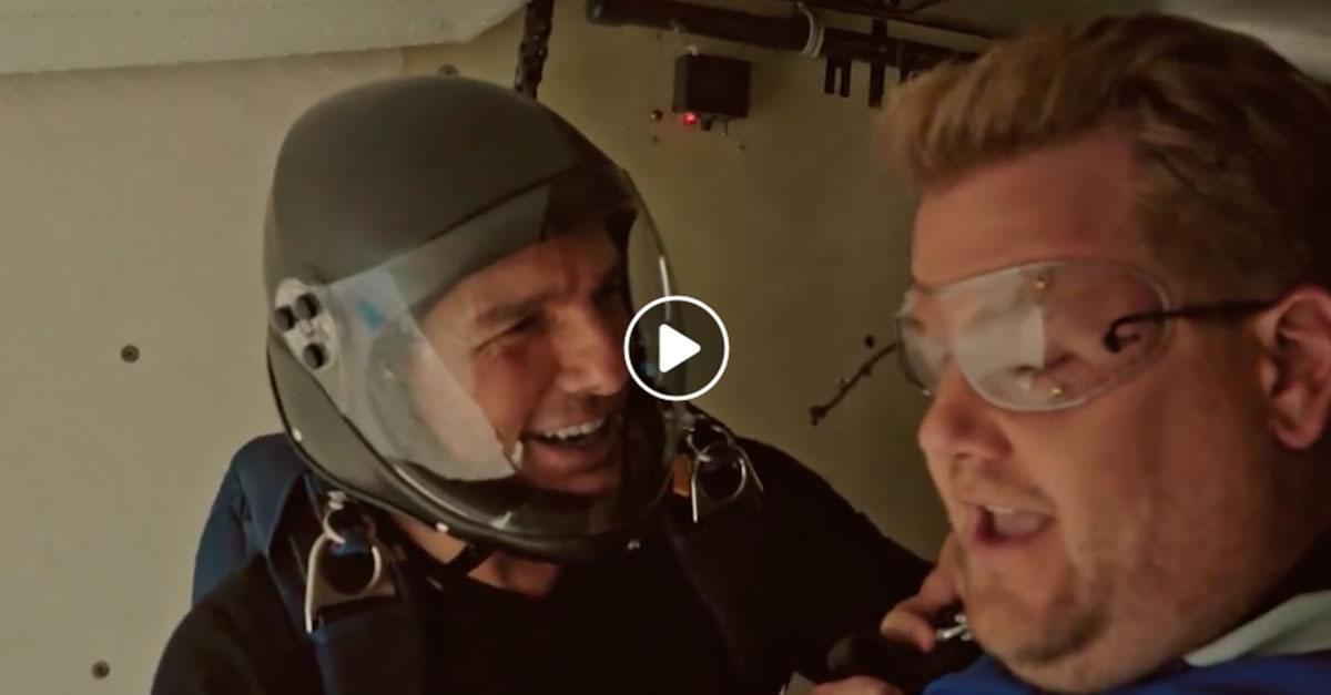 Watch: Tom Cruise Forces James Corden to Skydive