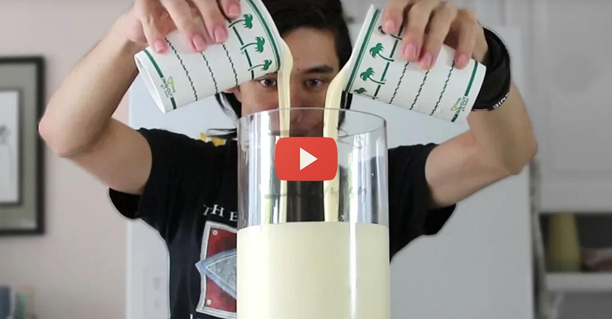 Watch: Man Drinks 1.25 Gallon Vanilla Milkshake!