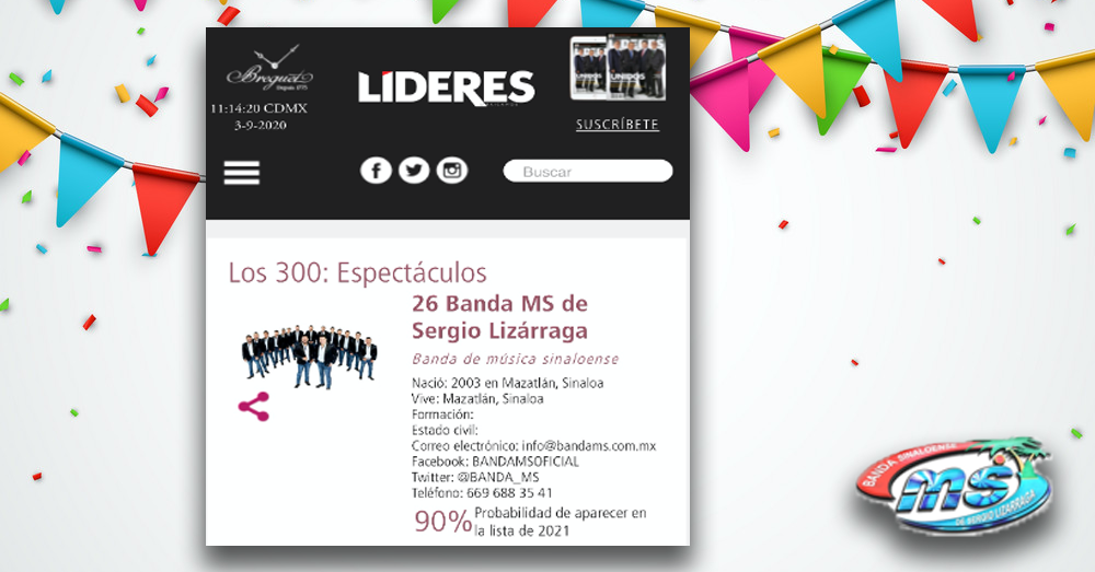 BANDA MS EN LA LISTA DE LOS 300 LÍDERES  MÁS INFLUYENTES DE MÉXICO