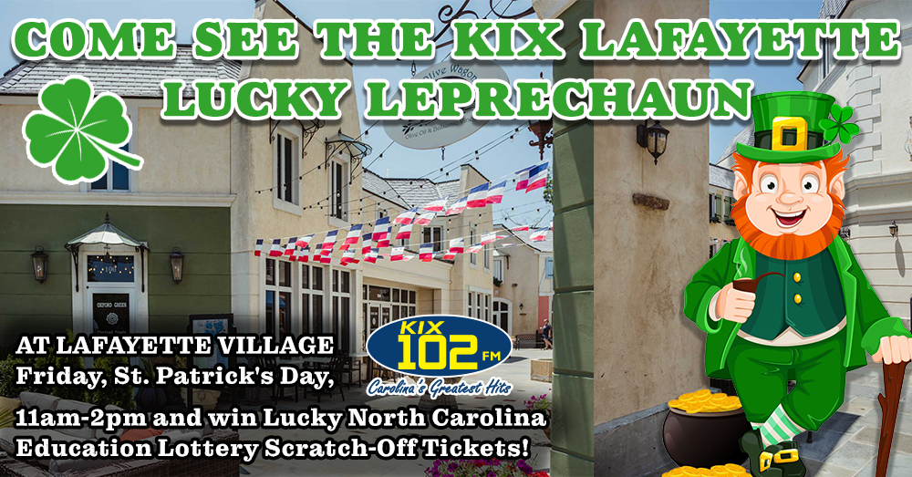 Come See The KIX Lafayette Lucky Leprechaun at Lafayette Village!