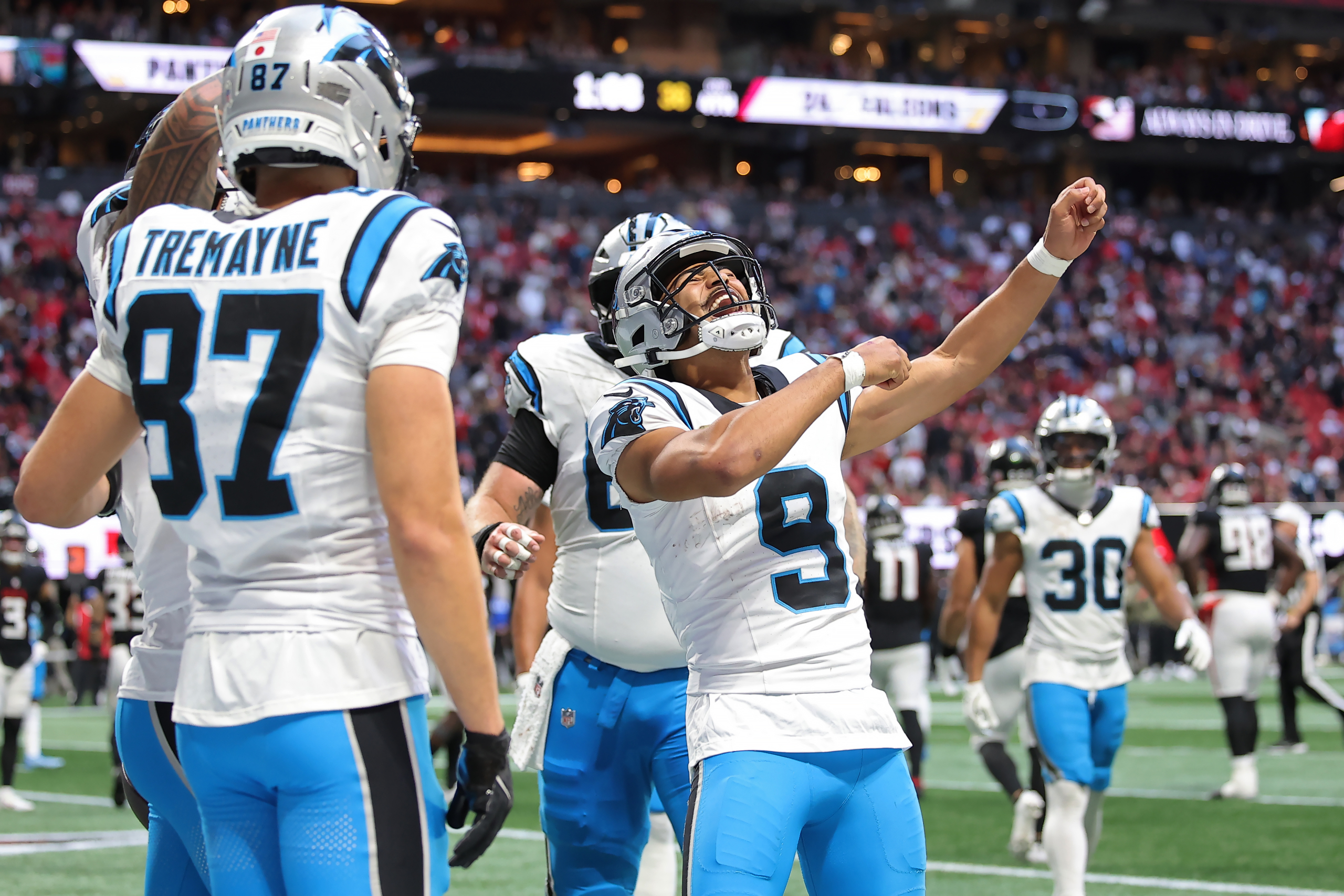Bryce Young passes for franchise-record 448 yards to lift Panthers to 30-27 win over Falcons in OT