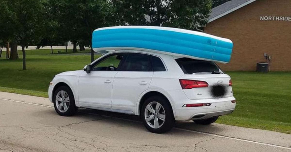 Mom Arrested for Driving with Kids in Inflatable Pool on Top of Car