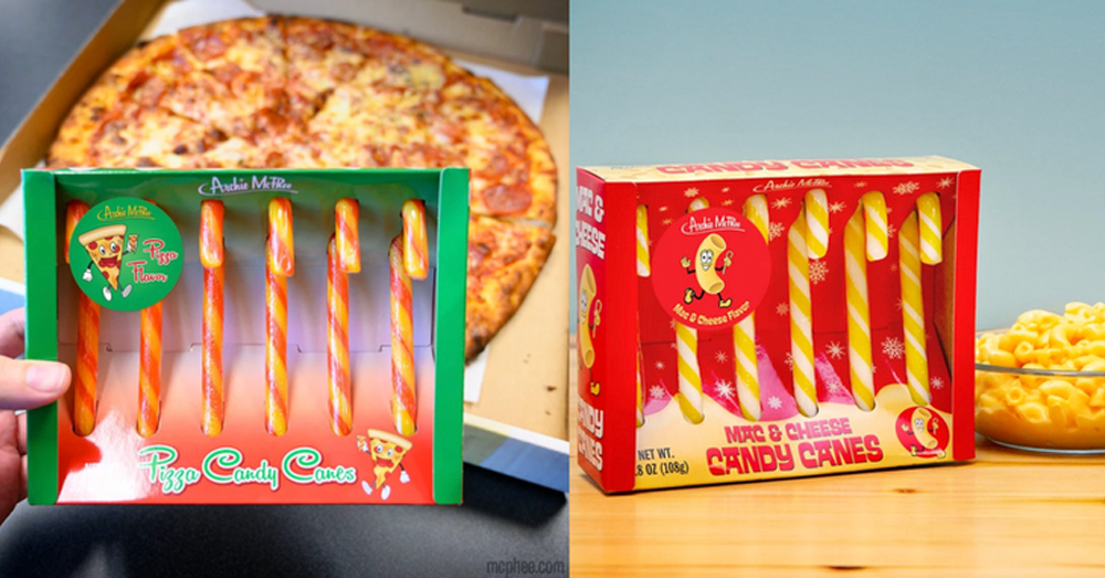 Ketchup, Mac & Cheese, and Pizza Flavored Candy Canes!