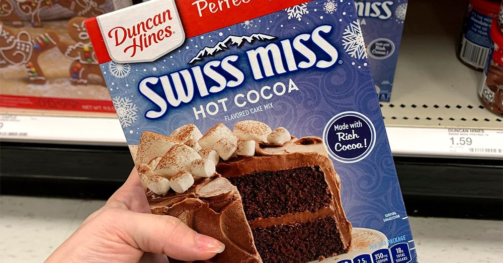 Duncan Hines and Swiss Miss teamed up to make a Hot Cocoa Cake Mix