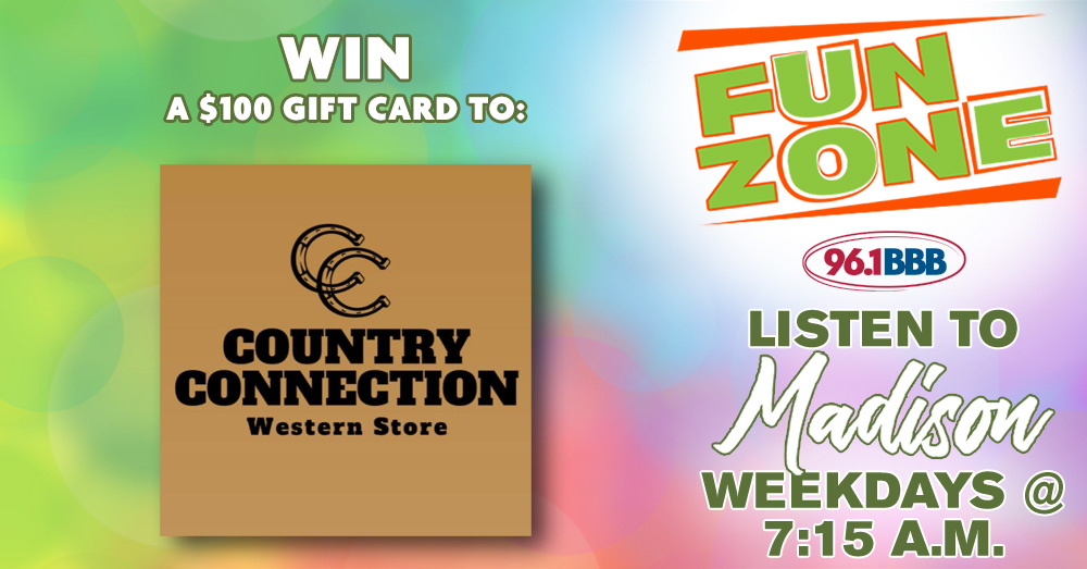 Fun Zone: Win a $100 Gift Card to Country Connection Western Store in Garner!