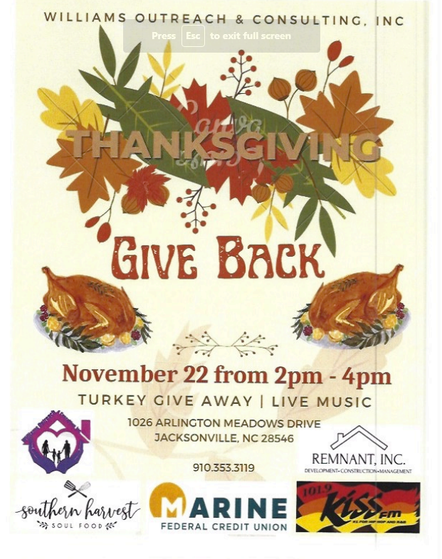 Williams Outreach & Consulting, Inc’s Thanksgiving Give Back