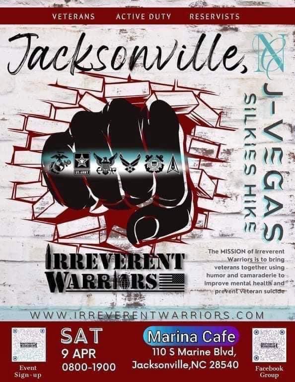 Irreverent Warriors of Jacksonville NC’s Silkies Hike – Saturday, April 9