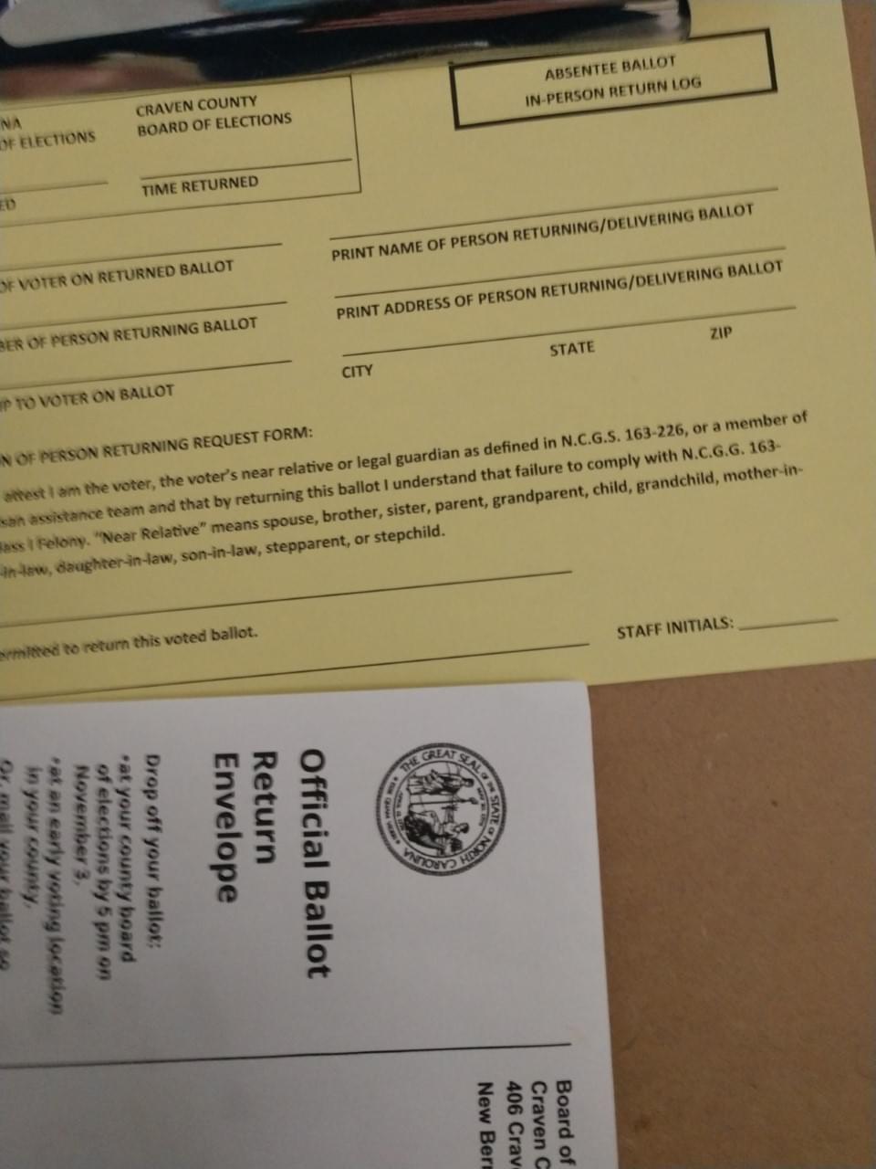 Dropping Off Your Absentee Ballot at the Craven County Board of Elections
