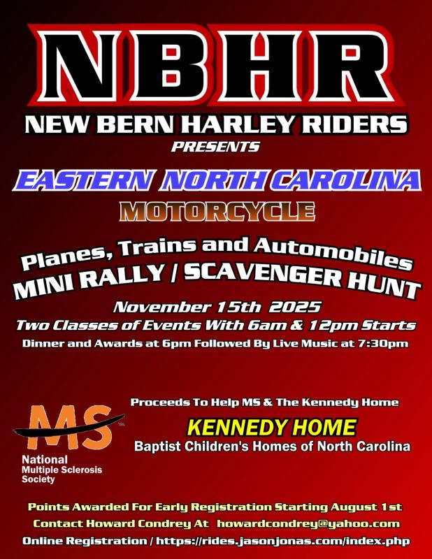 New Bern Harley Riders Mini Rally/Scavenger Hunt For The Kennedy Children’s Home