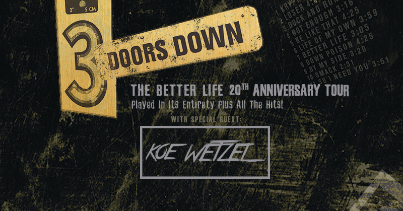 3 Doors Down “The Better Life 20th Anniversary Tour” @ Coastal Credit Union Music Park At Walnut Creek in Raleigh