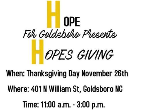 ALL ARE WELCOME: HopesGiving Meal Set For Thursday