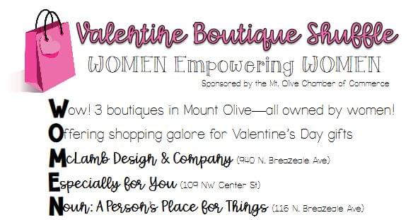 Mount Olive Chamber Hosts Valentine Boutique Shuffle Feb. 5 & 6