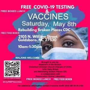 COVID Testing, Vaccines Available Saturday At Rebuilding Broken Places