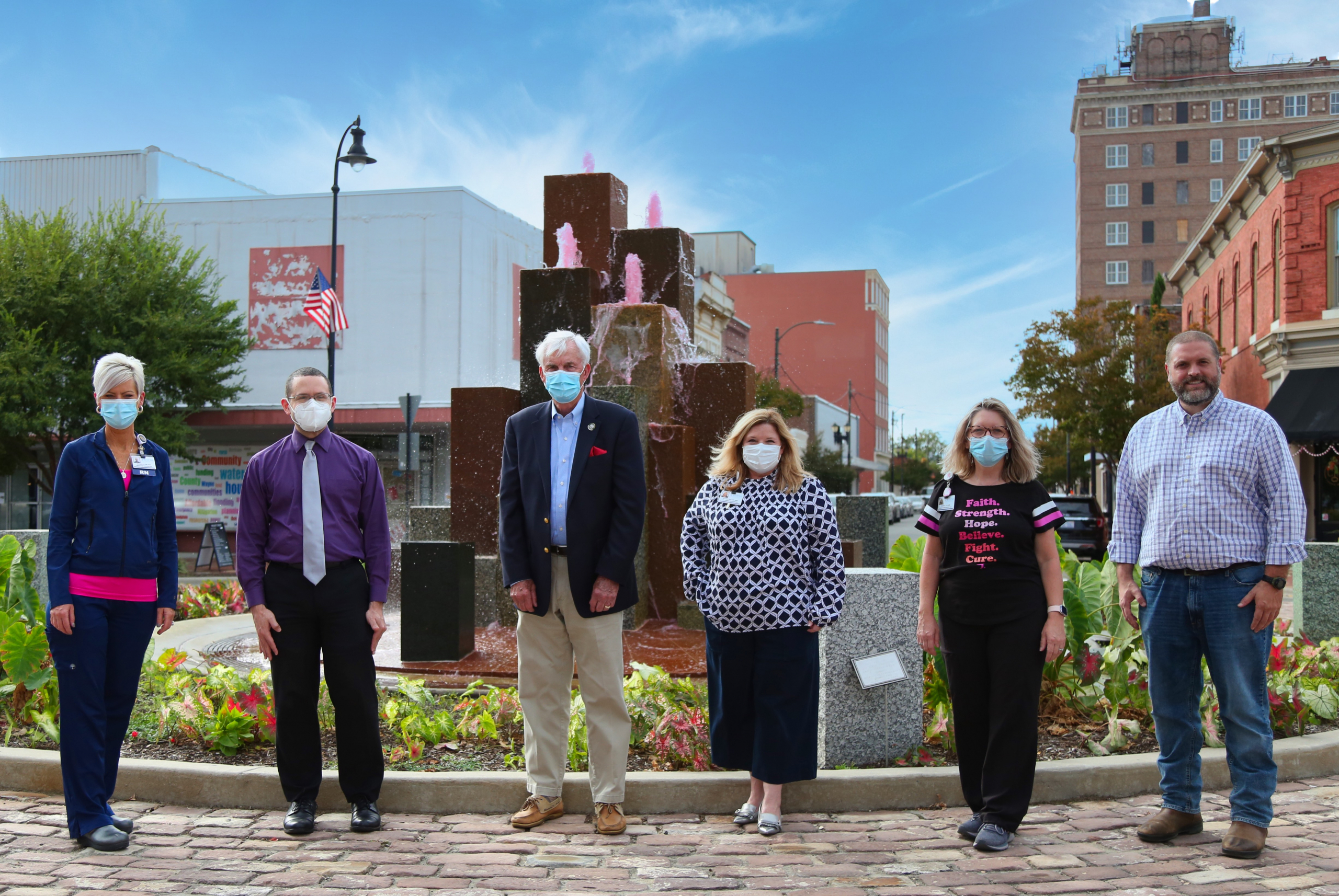 Downtown Fountain Turned Pink For Breast Cancer Awareness Month