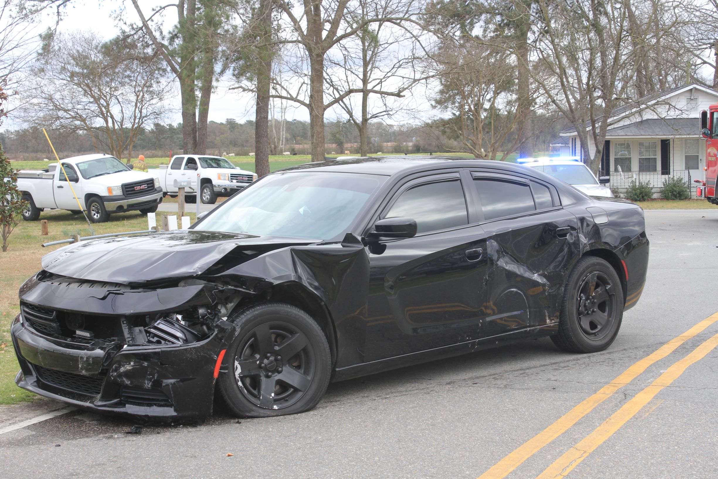 Two Car Accident Damages WCSO Vehicle