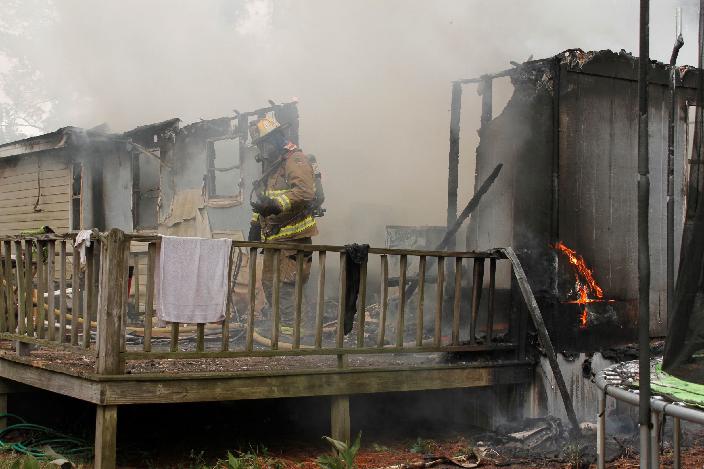 Firefighters Battle Mobile Home Blaze