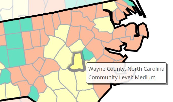 CDC: Most Of Eastern Carolina At High-Risk For COVID-19 Spread; Wayne At Medium Risk