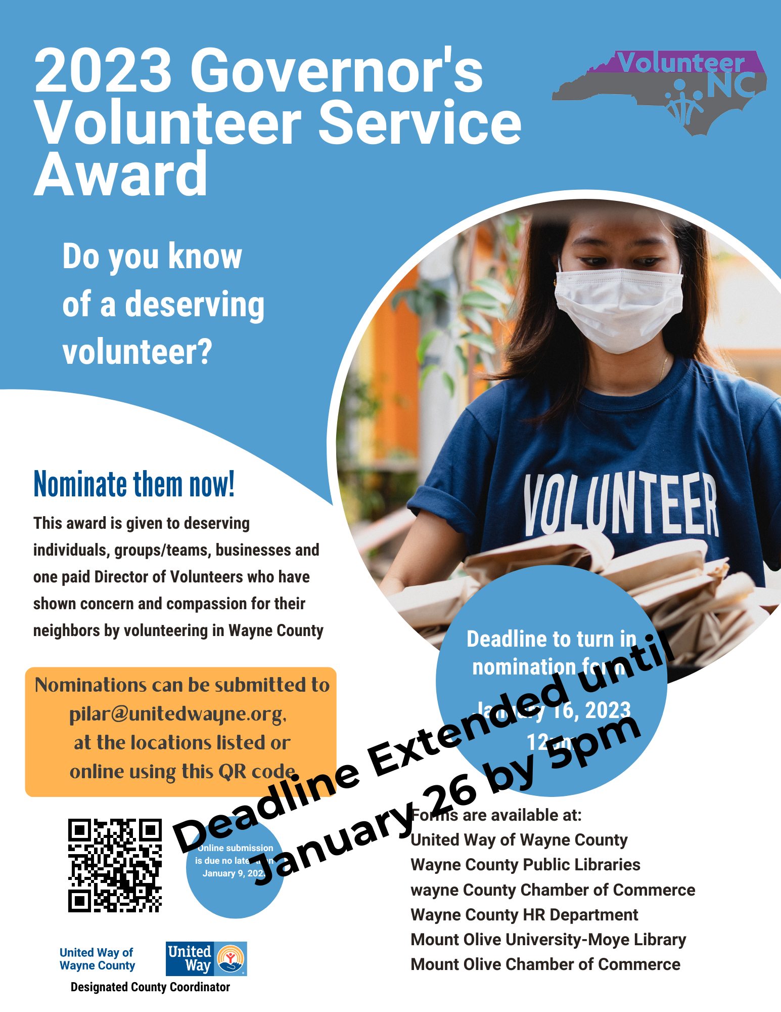Governor’s Volunteer Service Award-Deadline Extended