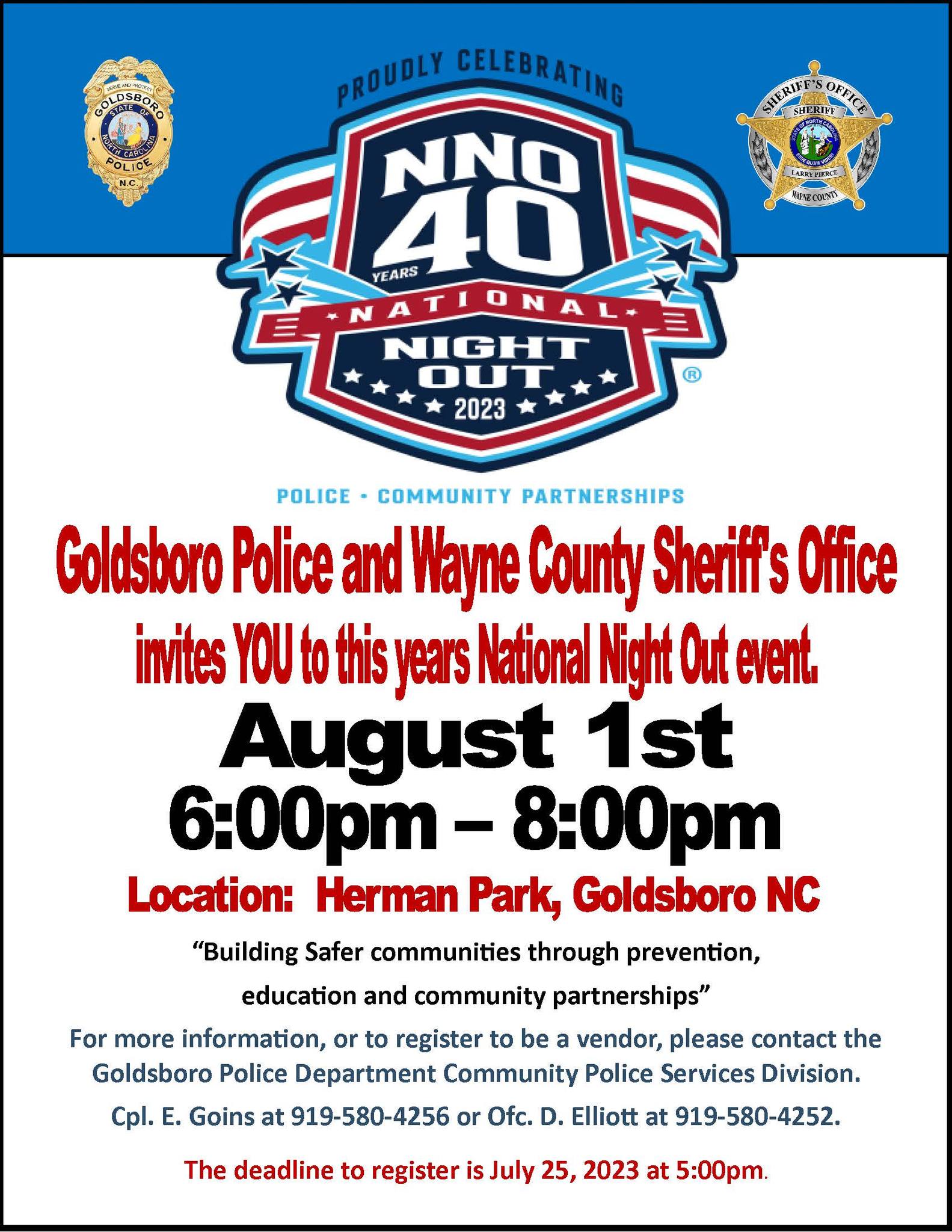 National Night Out Scheduled for Tuesday at Herman Park