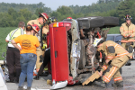 Crews respond to a Friday afternoon crash at the intersection  NC 581 Bill Lane Blvd and Arrington  Bridge  Road