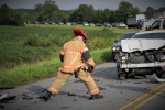 Crews respond to a Friday afternoon crash at the intersection  NC 581 Bill Lane Blvd and Arrington  Bridge  Road