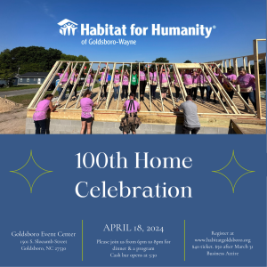 Habitat for Humanity Goldsboro-Wayne Holding 100th Home Celebration