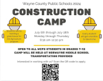 Wayne County Public Schools Offering Construction Camp