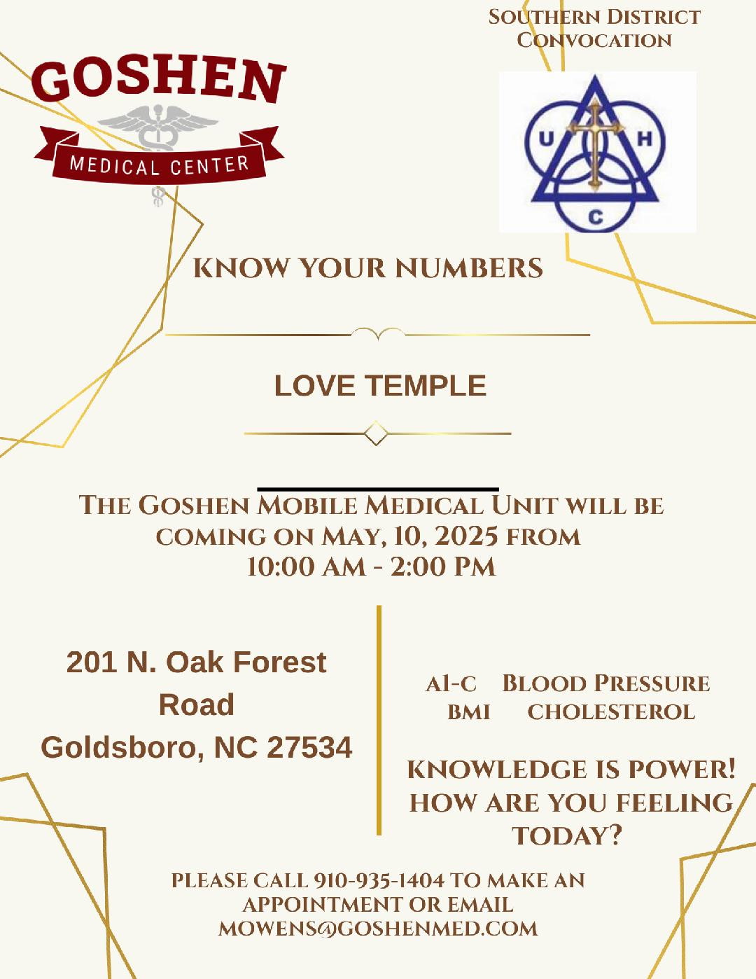 Goshen Medical Center — Know Your Numbers