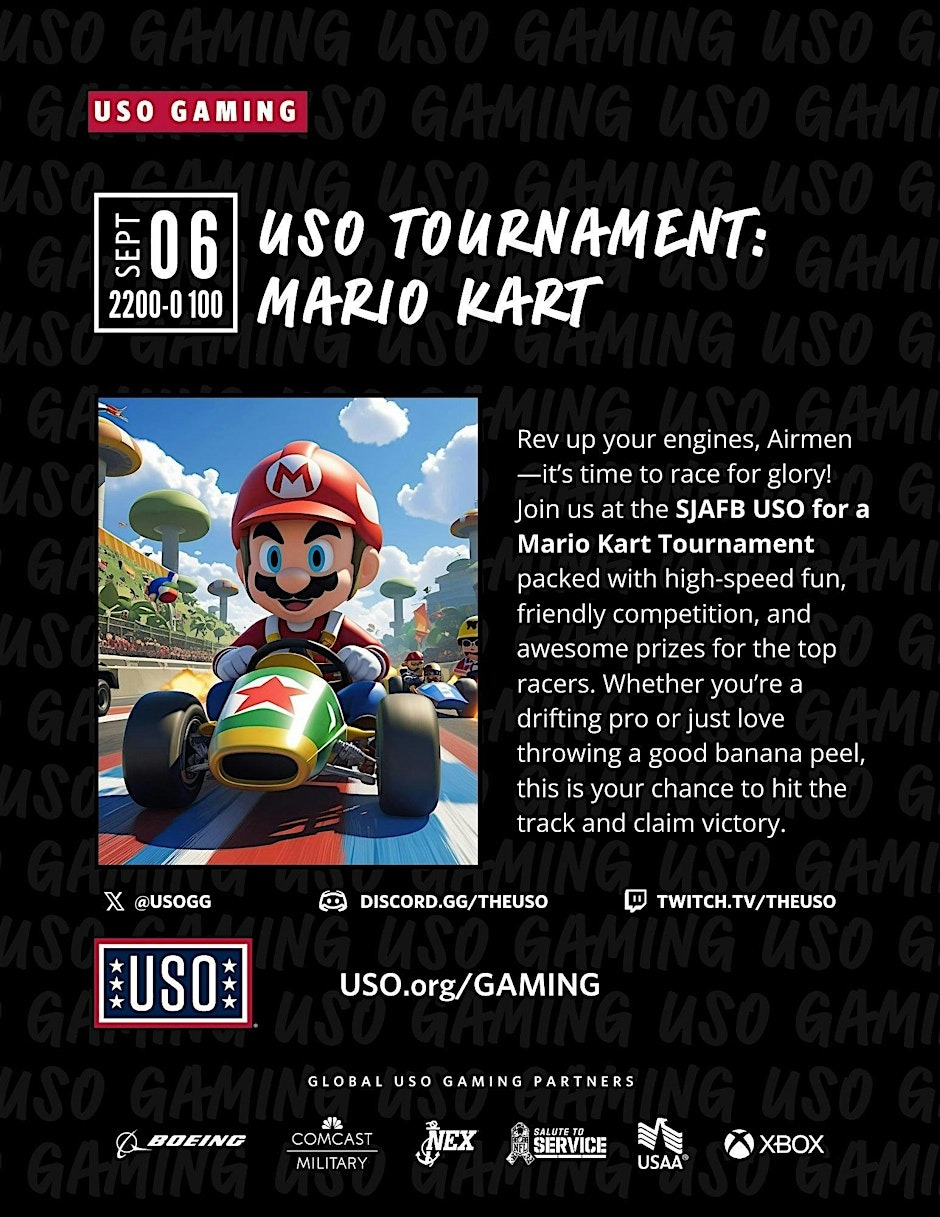 USO North Carolina Hosts Mario Kart Tournament for Service Members at Seymour Johnson Air Force Base