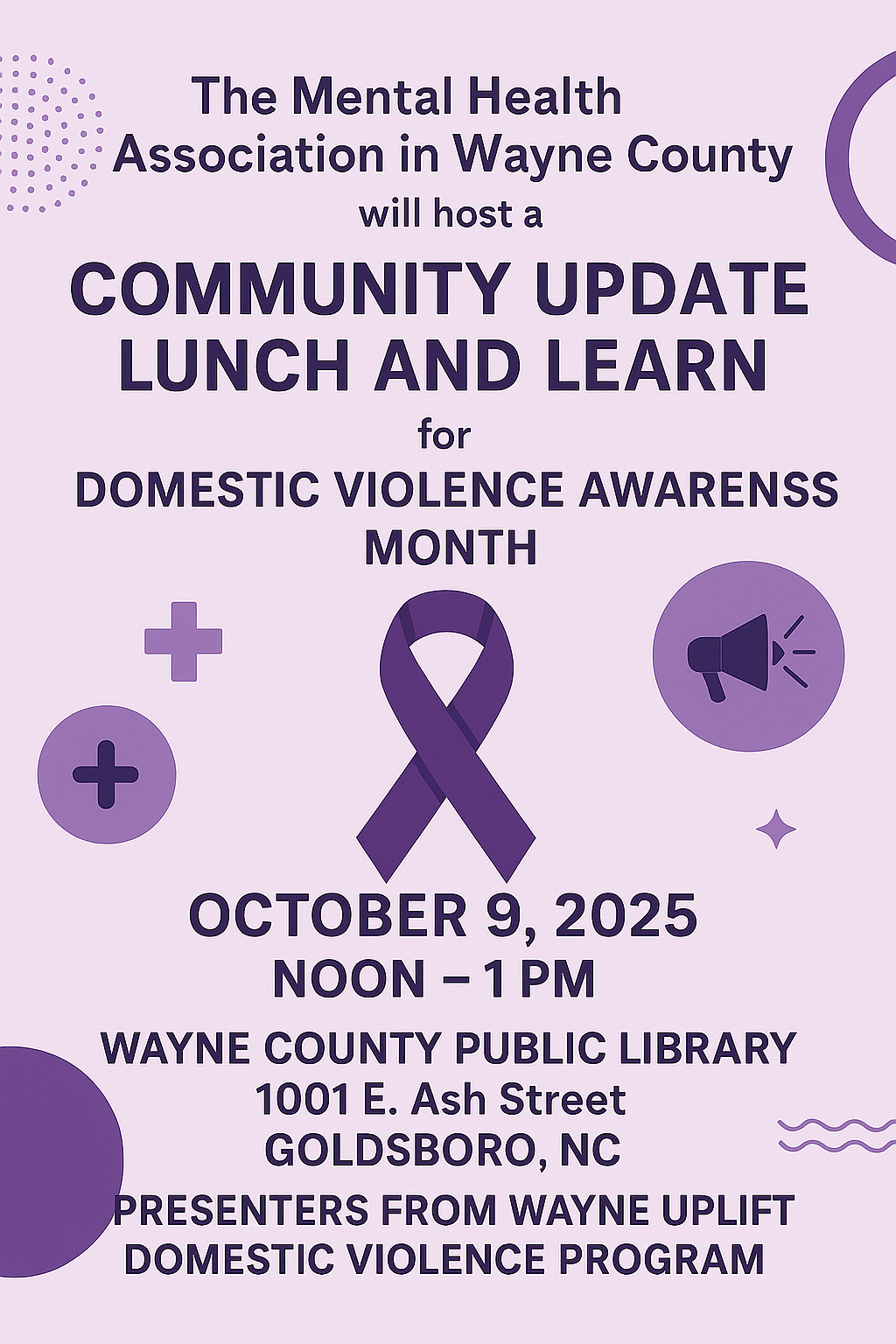 Mental Health Association to Host Domestic Violence Awareness Lunch & Learn