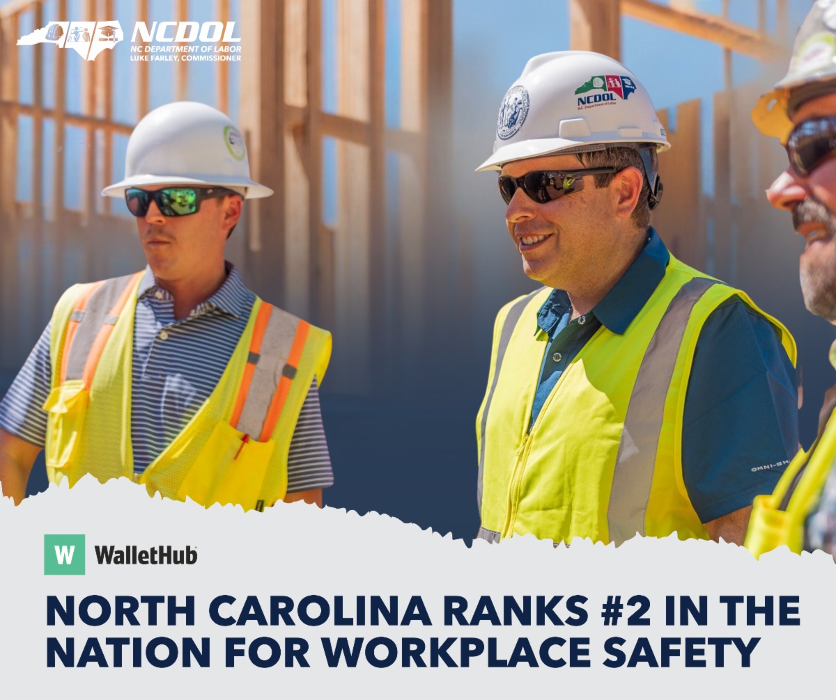 North Carolina Ranks Second in Nation for Workplace Safety