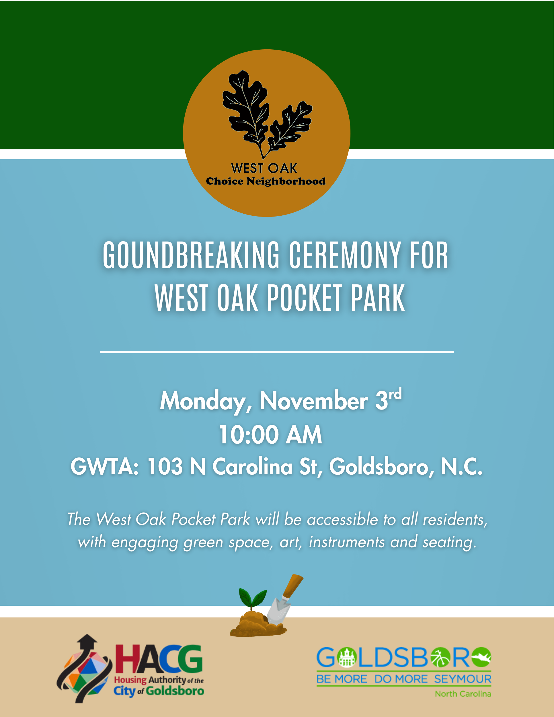 City of Goldsboro to Break Ground on West Oak Pocket Park