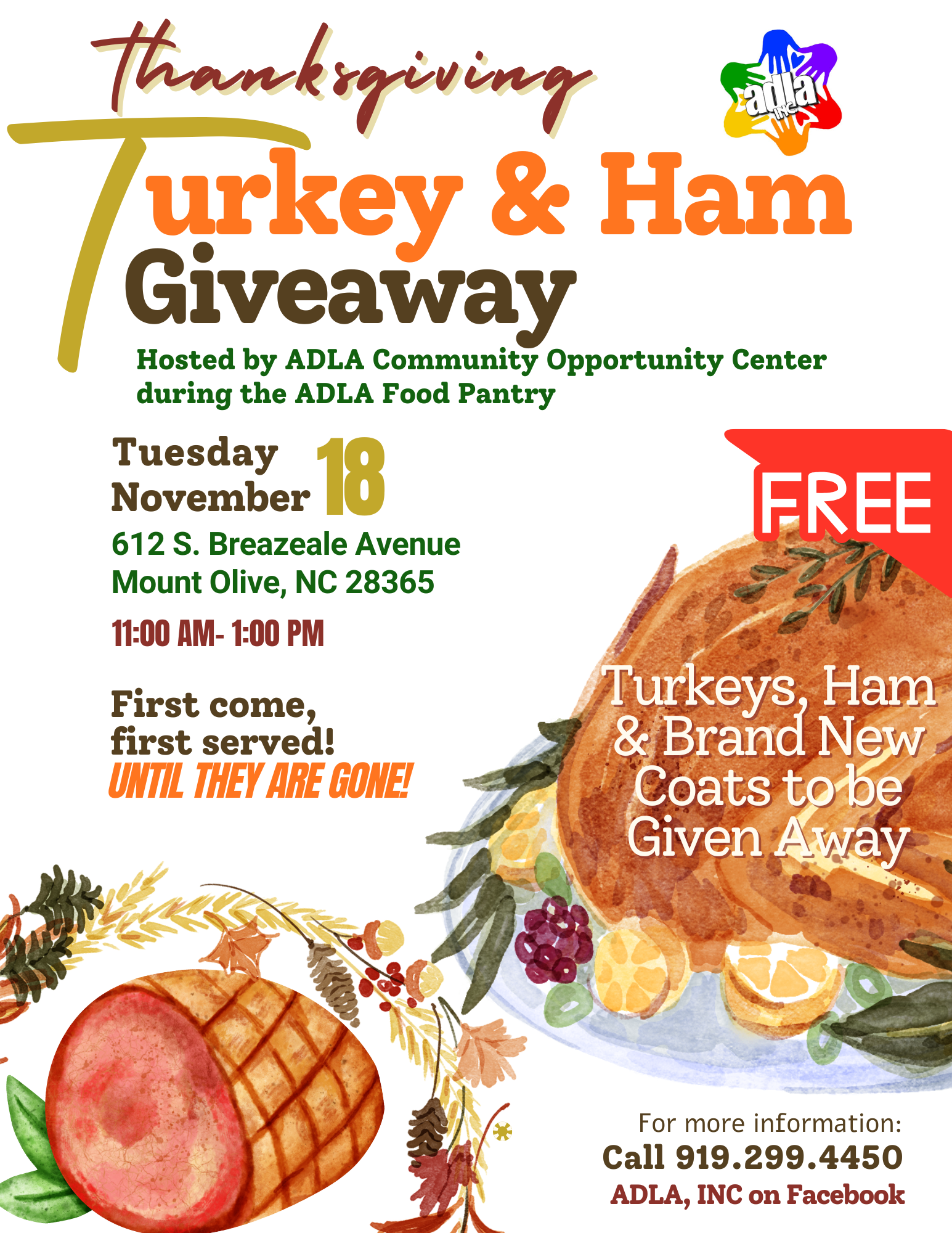 ADLA to Host Thanksgiving Turkey & Ham Giveaway for Families in Need