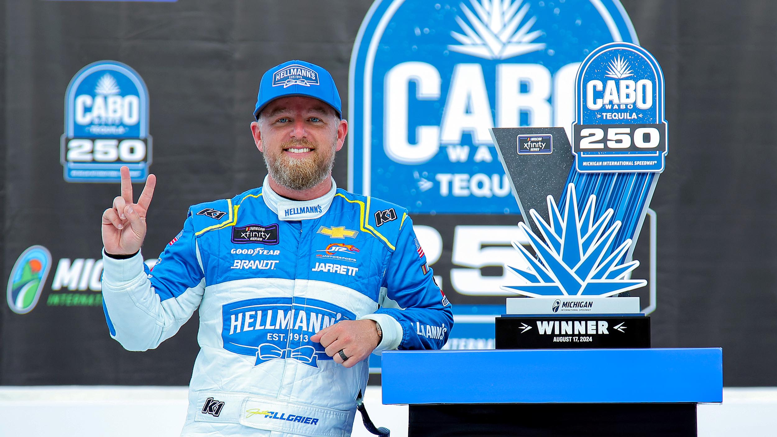 Justin Allgaier wins NASCAR Xfinity Series race, pulling away from the pack in overtime at Michigan