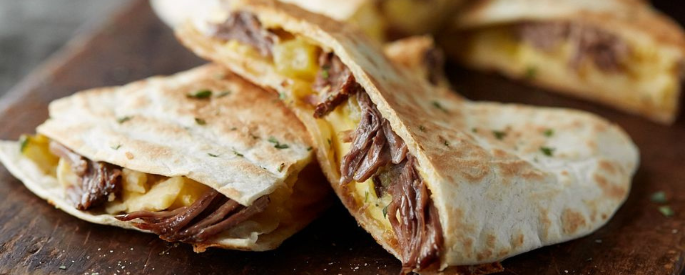 Shredded Beef & Egg Quesadillas