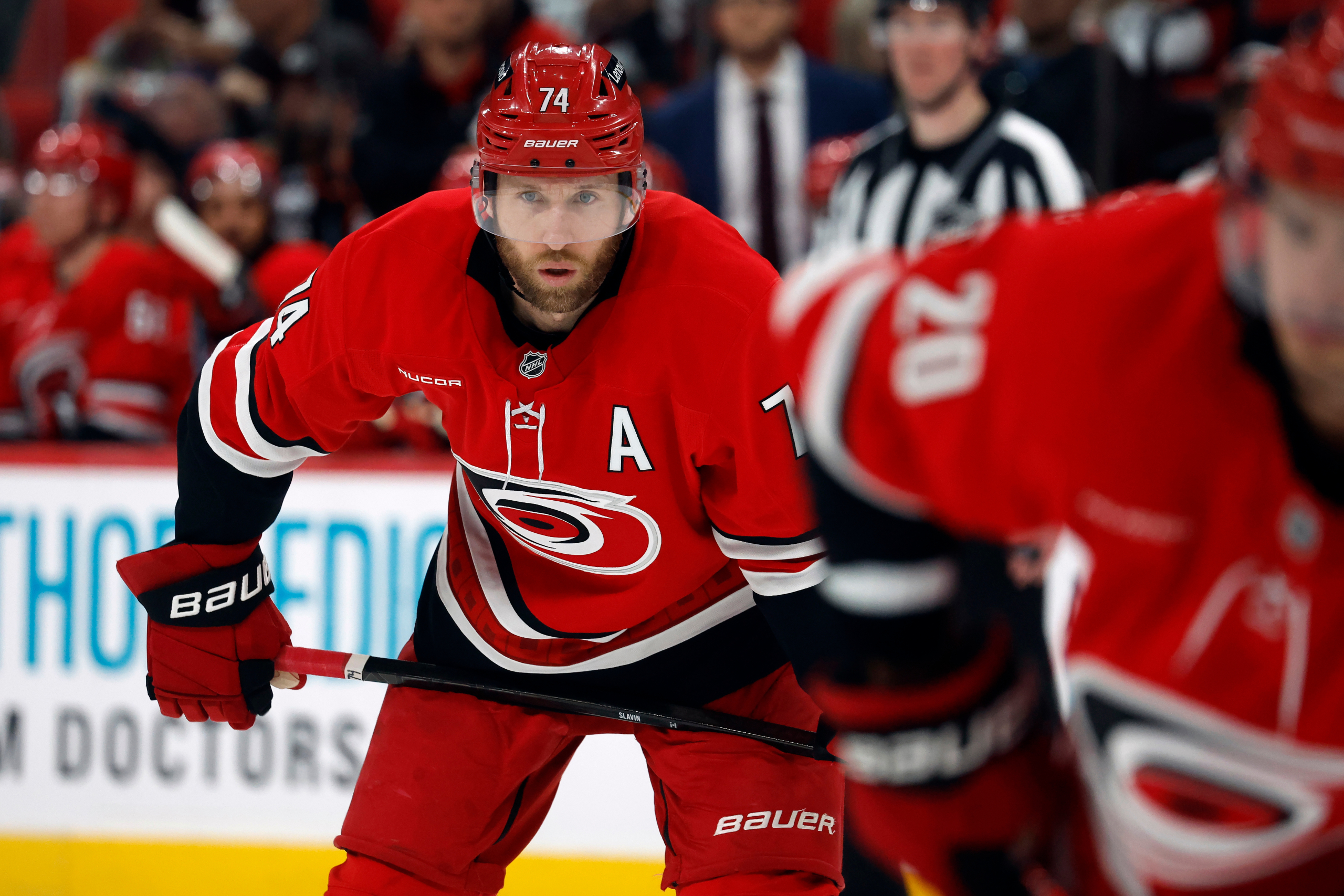 Hurricanes defenseman Slavin exits early against Flyers, status for road trip unclear