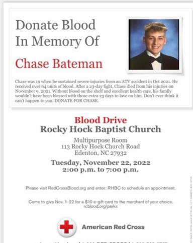 Chase Bateman Memorial Blood Drive