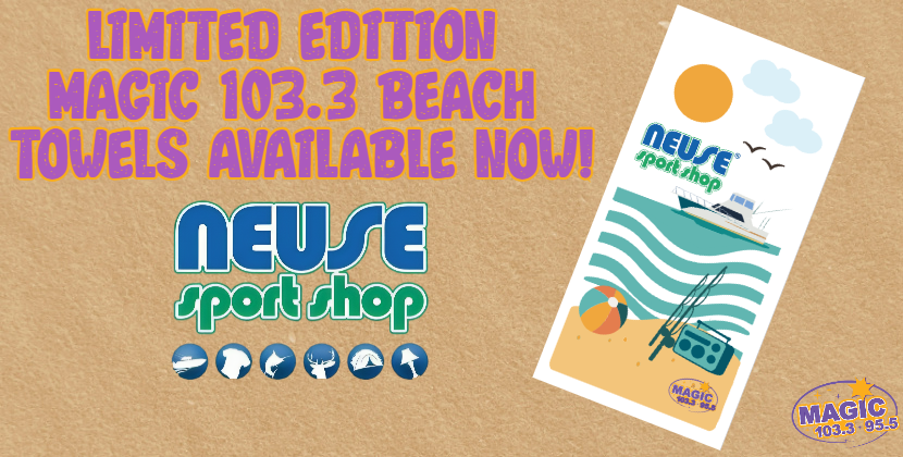 Magic 103.3 Beach Towels Available Now at Neuse Sport Shop!